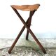 Folding tripod stool in wood and leather, 1950s