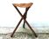 Tabouret tripode pliant en bois et cuir, années 50
