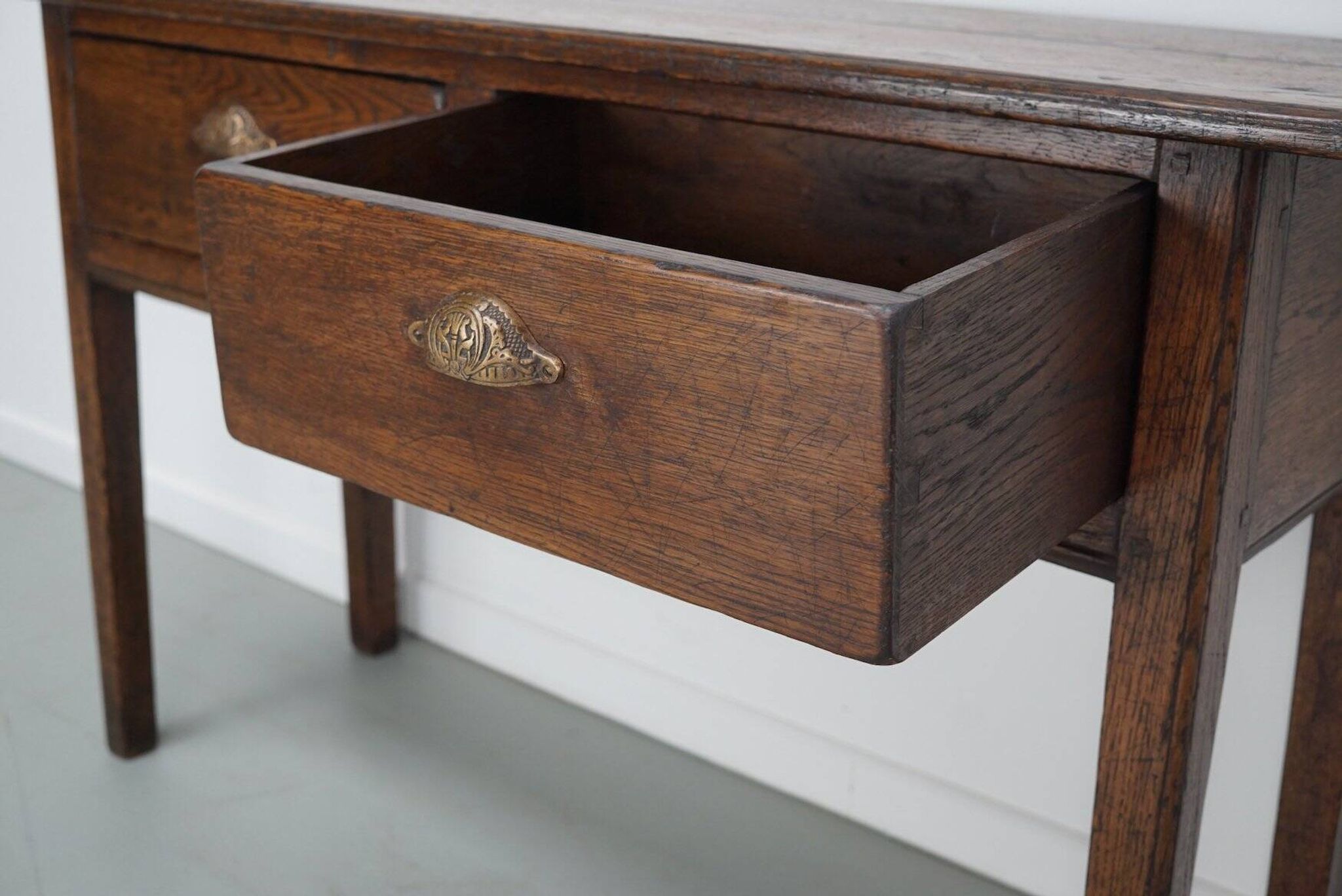 Vintage French rustic farmhouse oak side table, 1950s