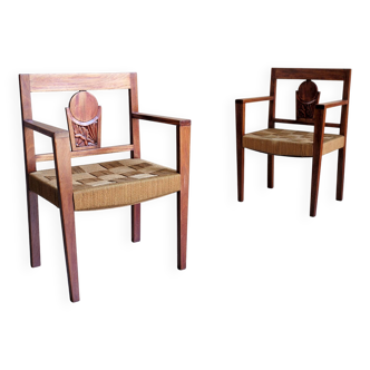 Paire de Fauteuils coloniaux, 1950