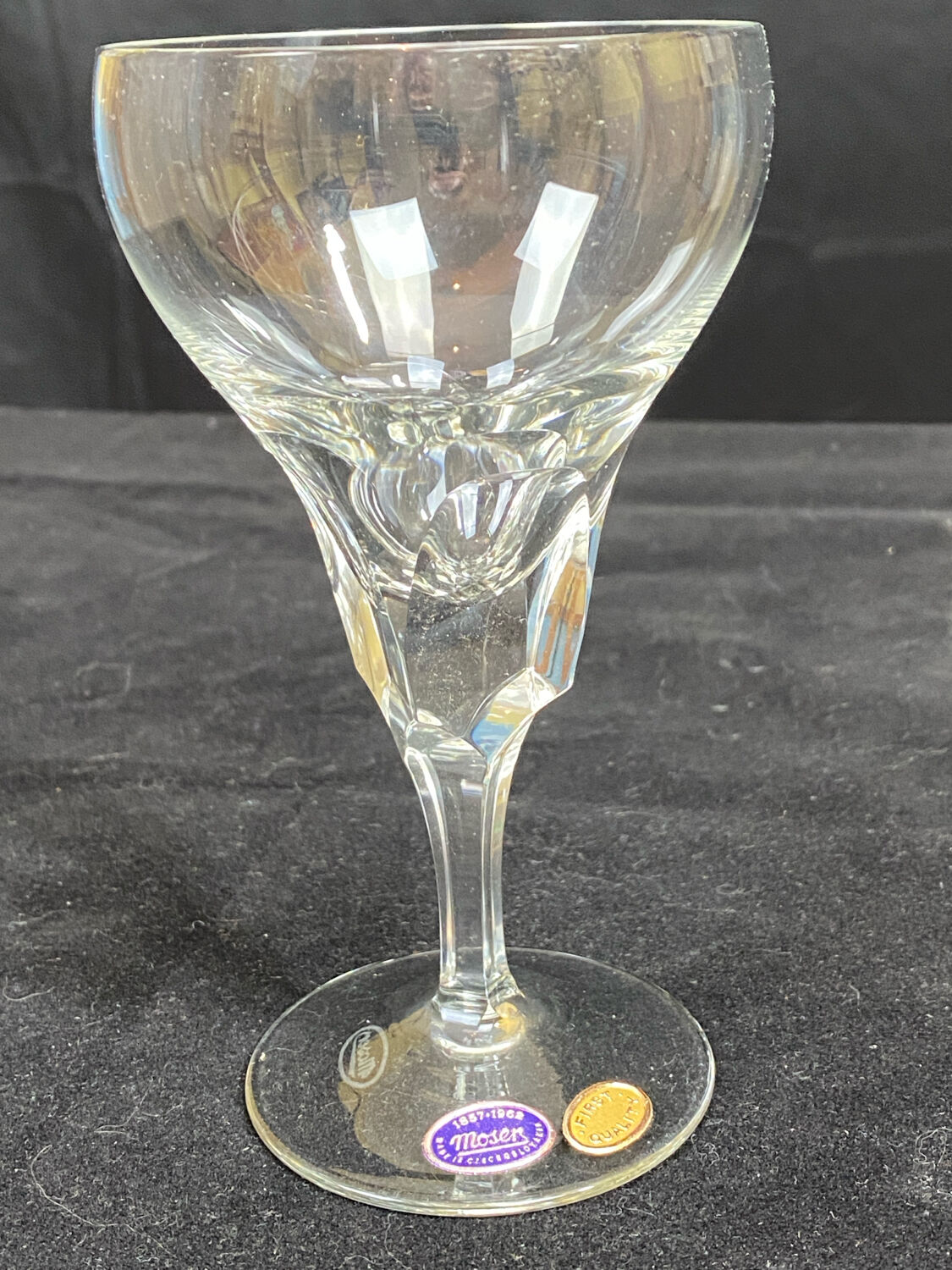 set of 6 antique cut crystal wine glasses in tulip shape from the pres
