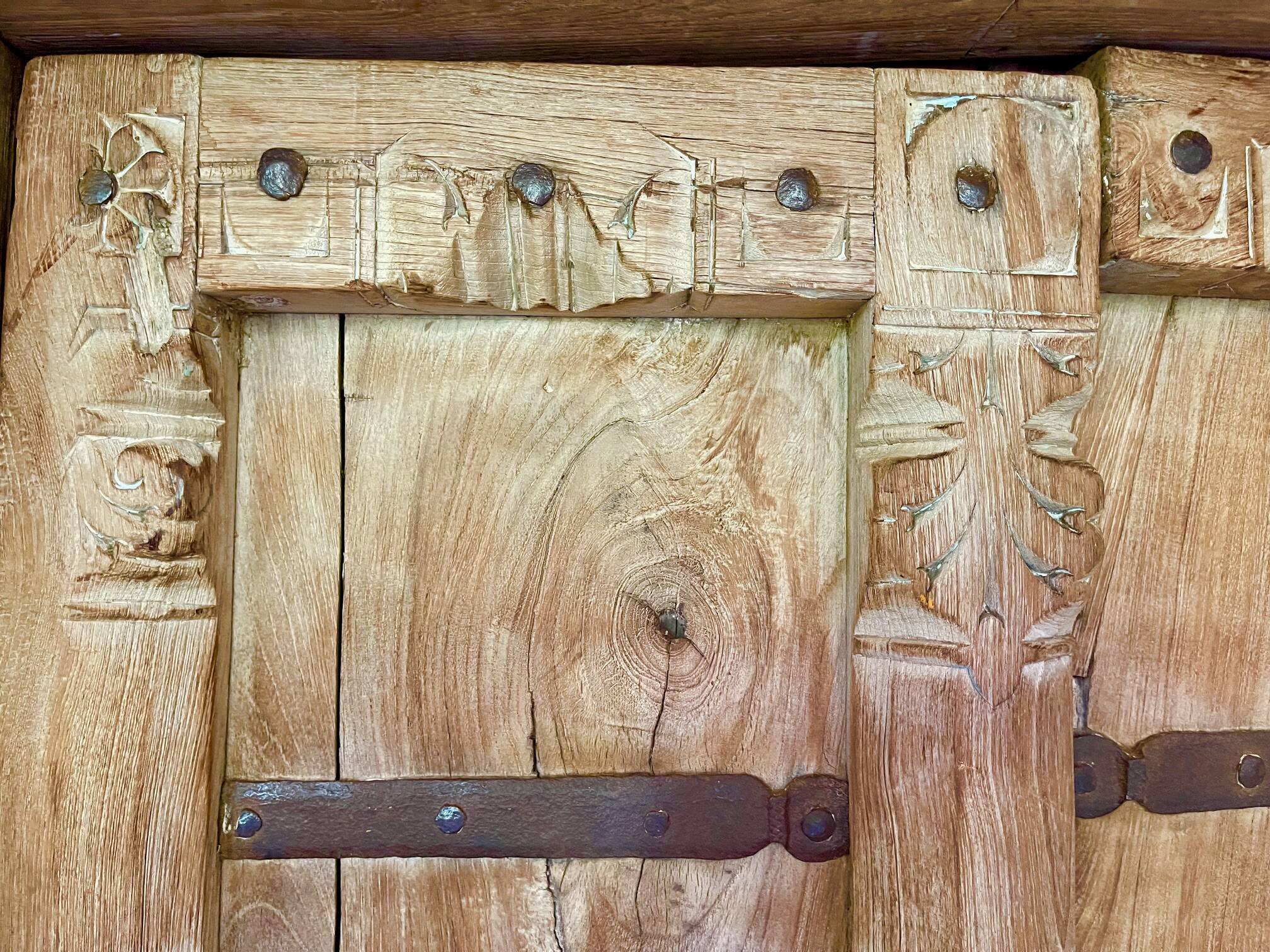 Door & old Indian balcony from Rajasthan in solid teak