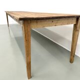Large XXL farmhouse table in solid pine with 1950s tapered legs.