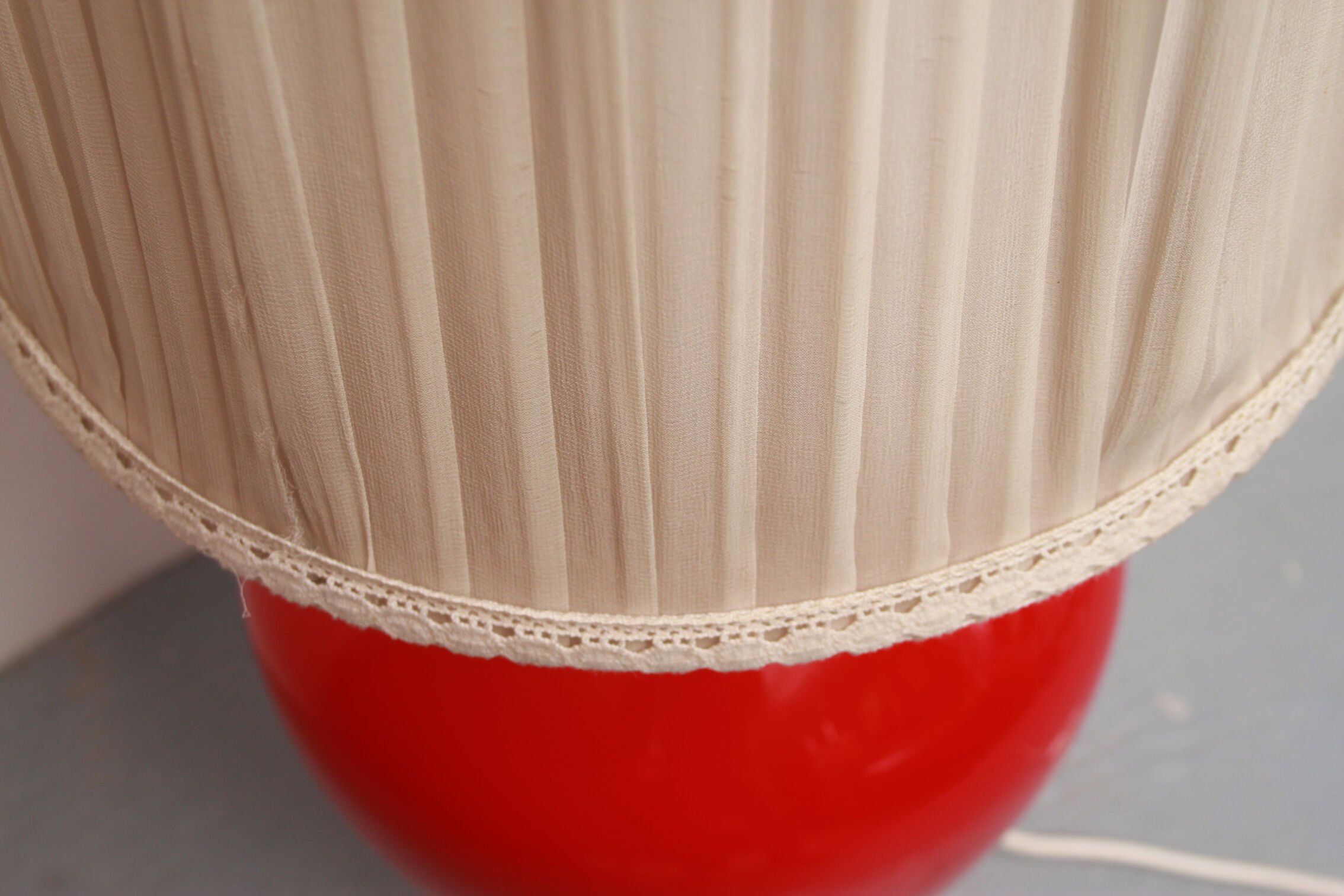 1950s floor lamp in red glass