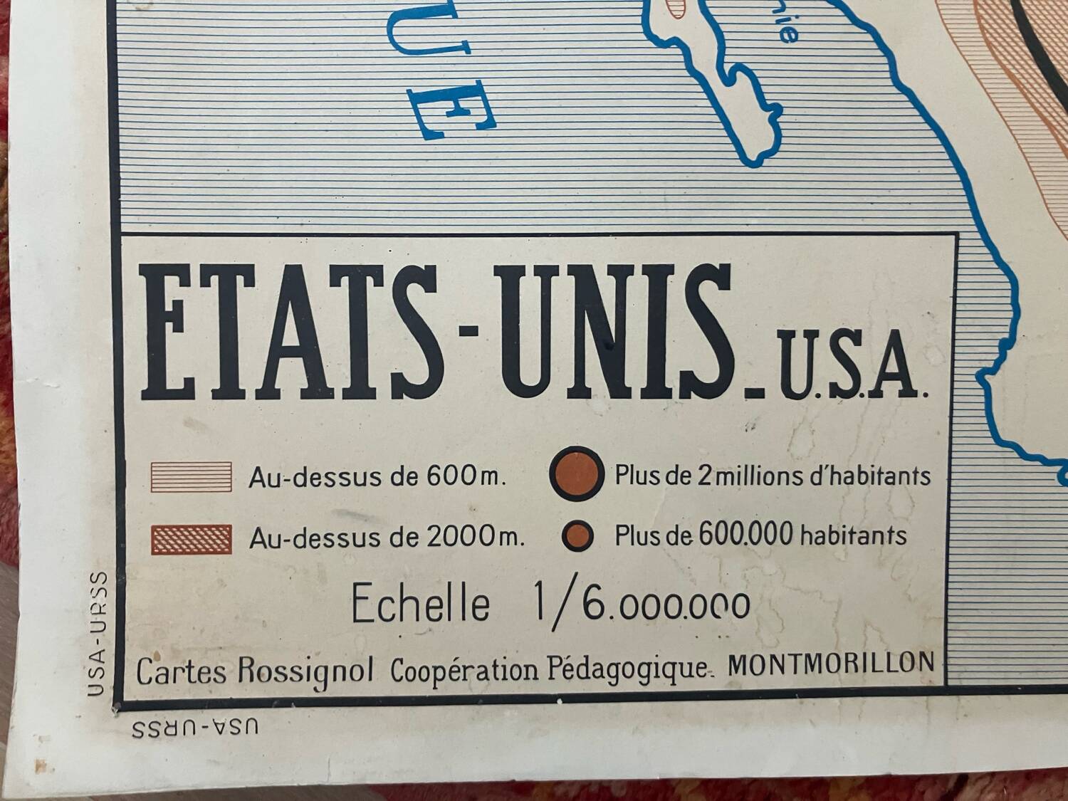 Carte scolaire Rossignol USA URSS, années 60