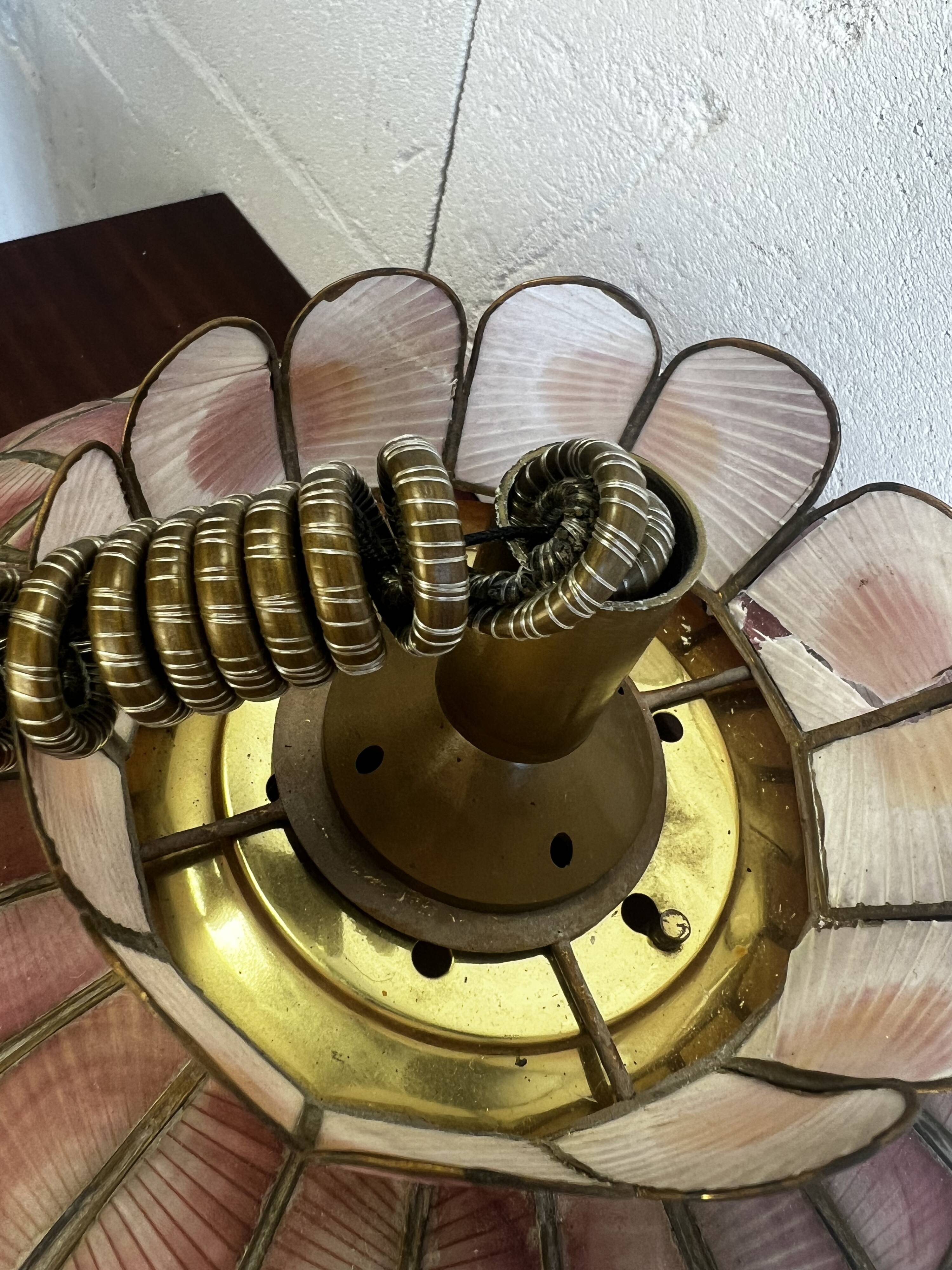 Vintage pink capiz shell chandelier/pendant lighting