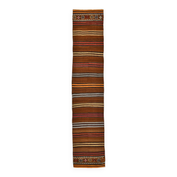 Burgundy & Red Persian Kilim Runner Rug, 75x387Cm