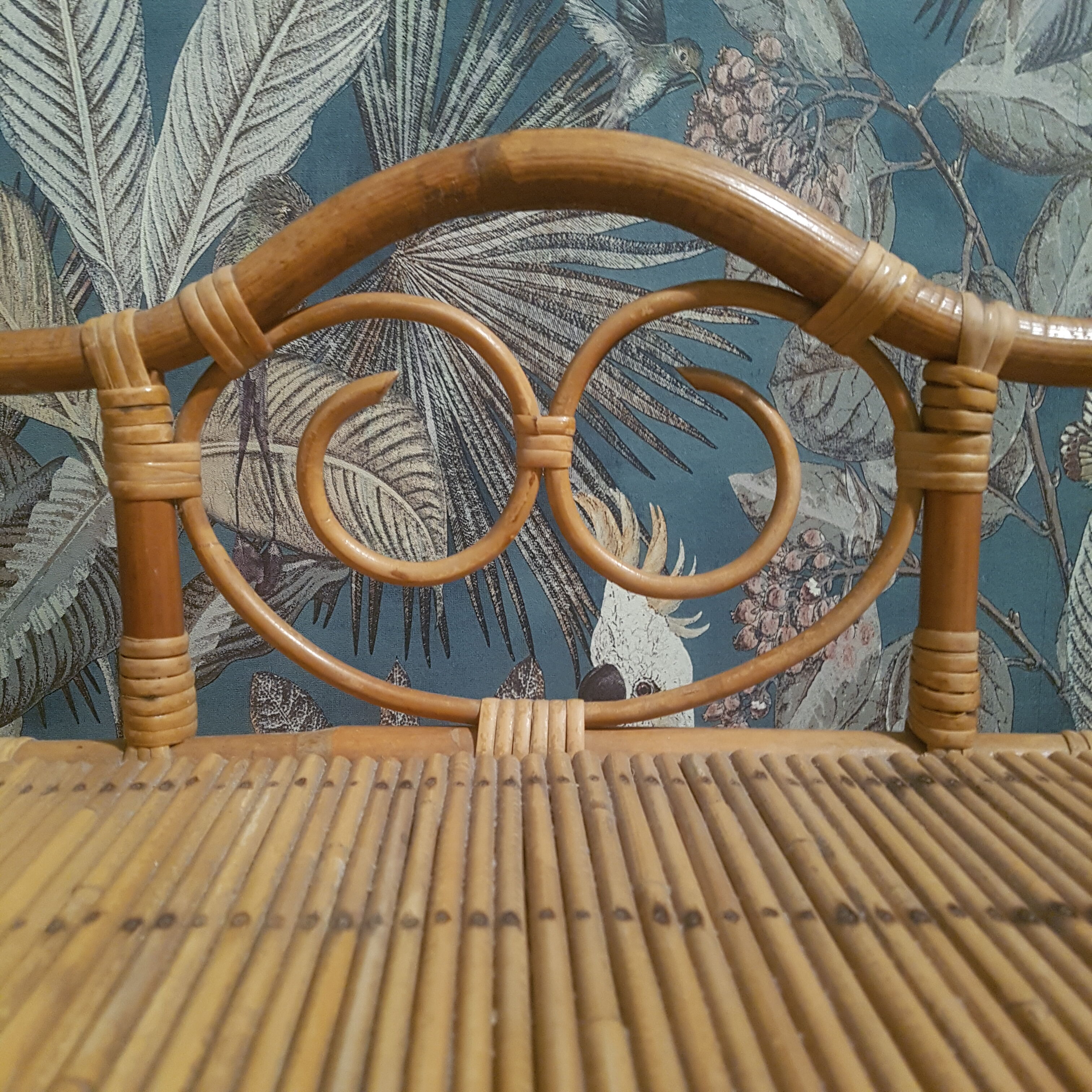 Vintage rattan bedside table