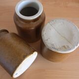 A set of 3 vintage glazed stoneware vases for indoor use.