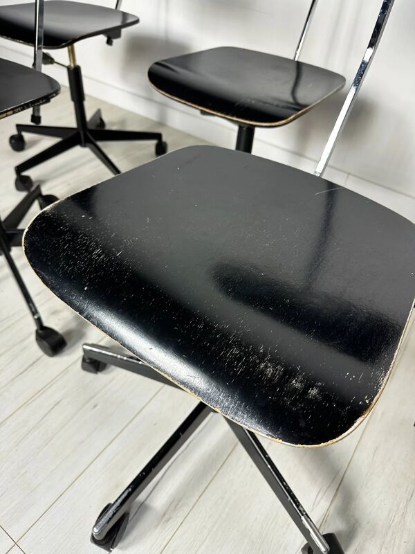 Chaise de bureau architecte vintage noire des années 1950 par Jørgen Rasmussen pour Labofa