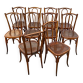 10 varnished patterned bistro chairs