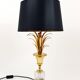 Lampe de table Hollywood Regency feuille d'ananas en laiton doré et verre, France, années 1970