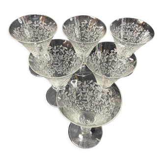 6 verres cristal léger gravé