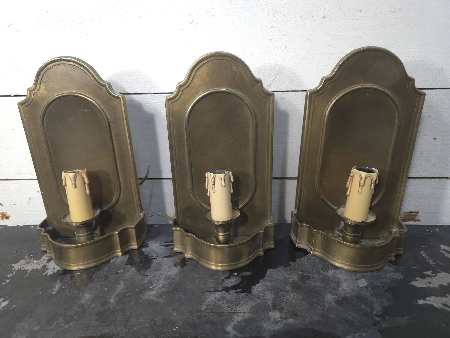Vintage brass wall lights x 3