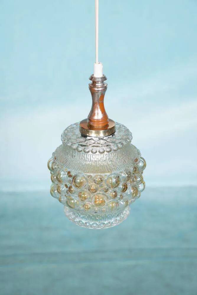 Vintage Scandinavian glass pendant, bubble glass pendant.