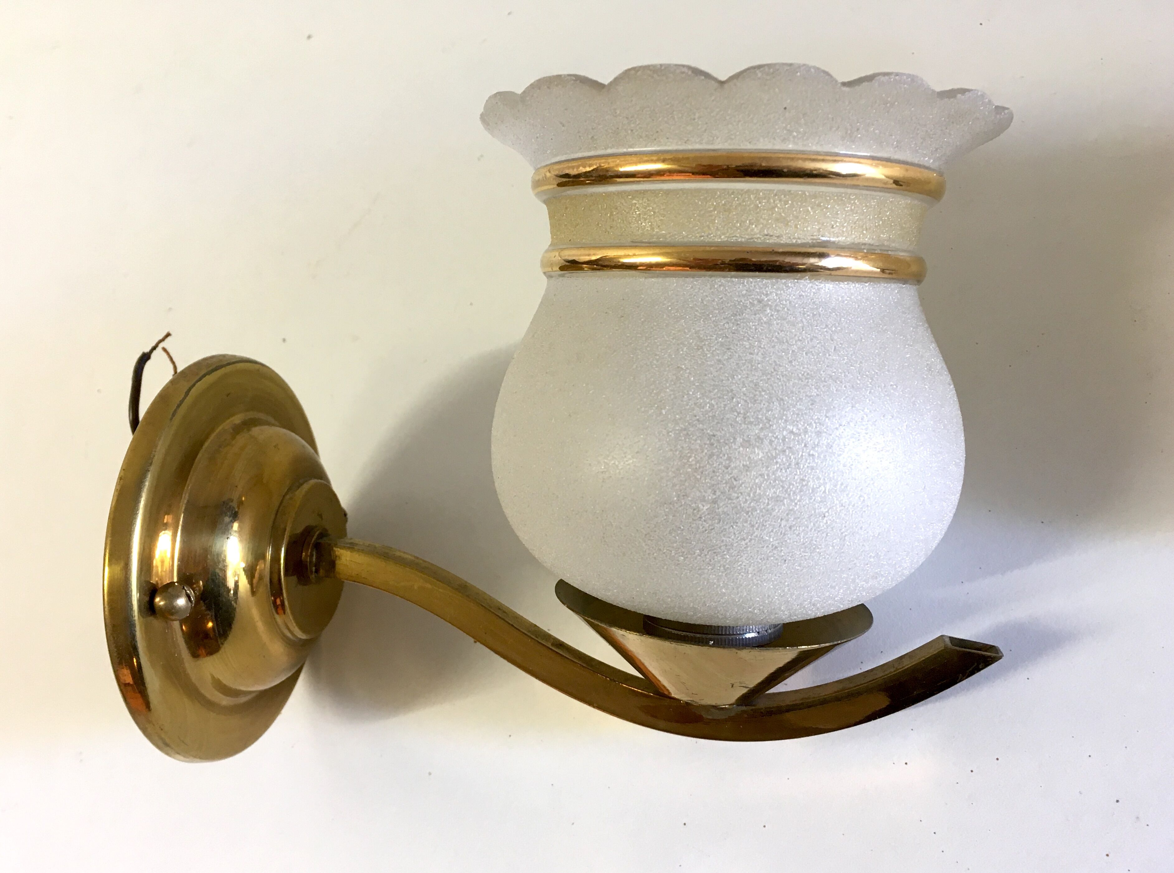 Pair of brass and granite glass sconces - 60s
