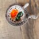Set of 2 La Roue Vallauris pans – vintage ceramic with floral decoration
