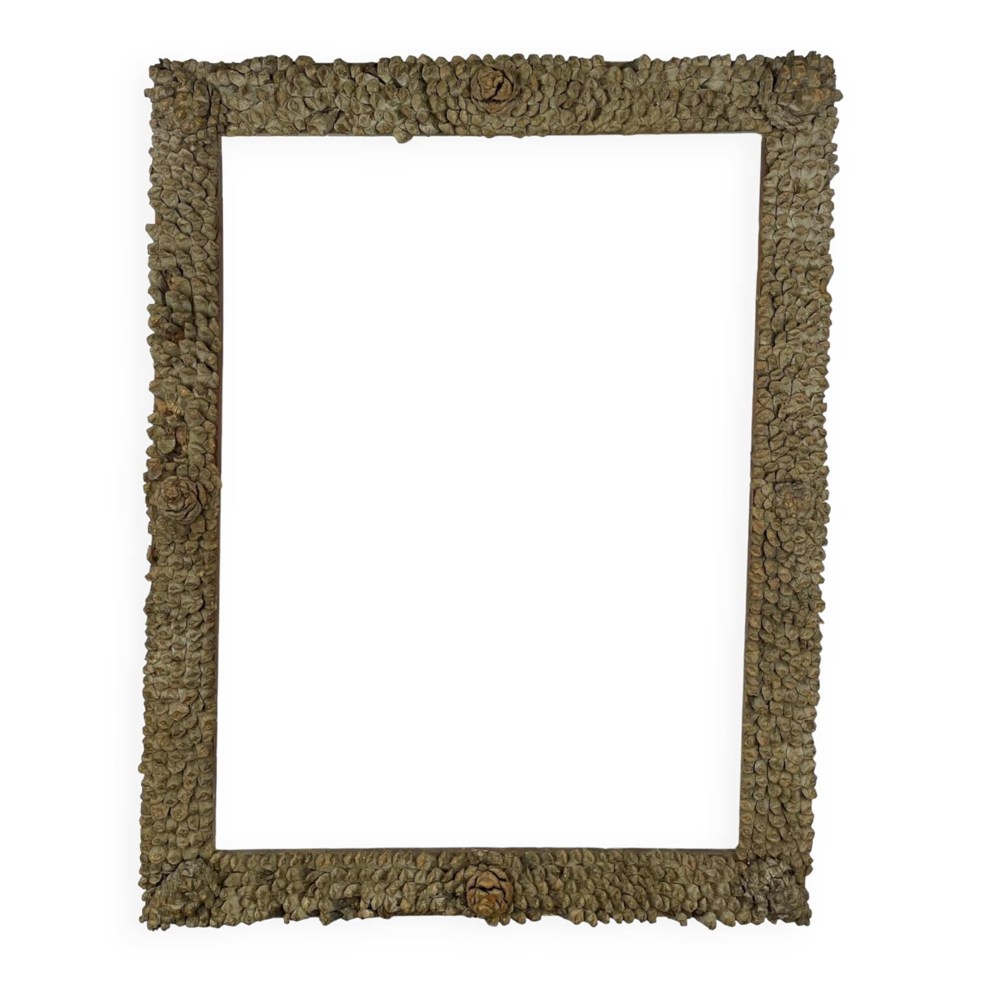 Wooden frame with bread apple pattern, Auvergne peasant folk art