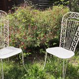 Perforated metal chairs clover backrest high 50s Set of 2