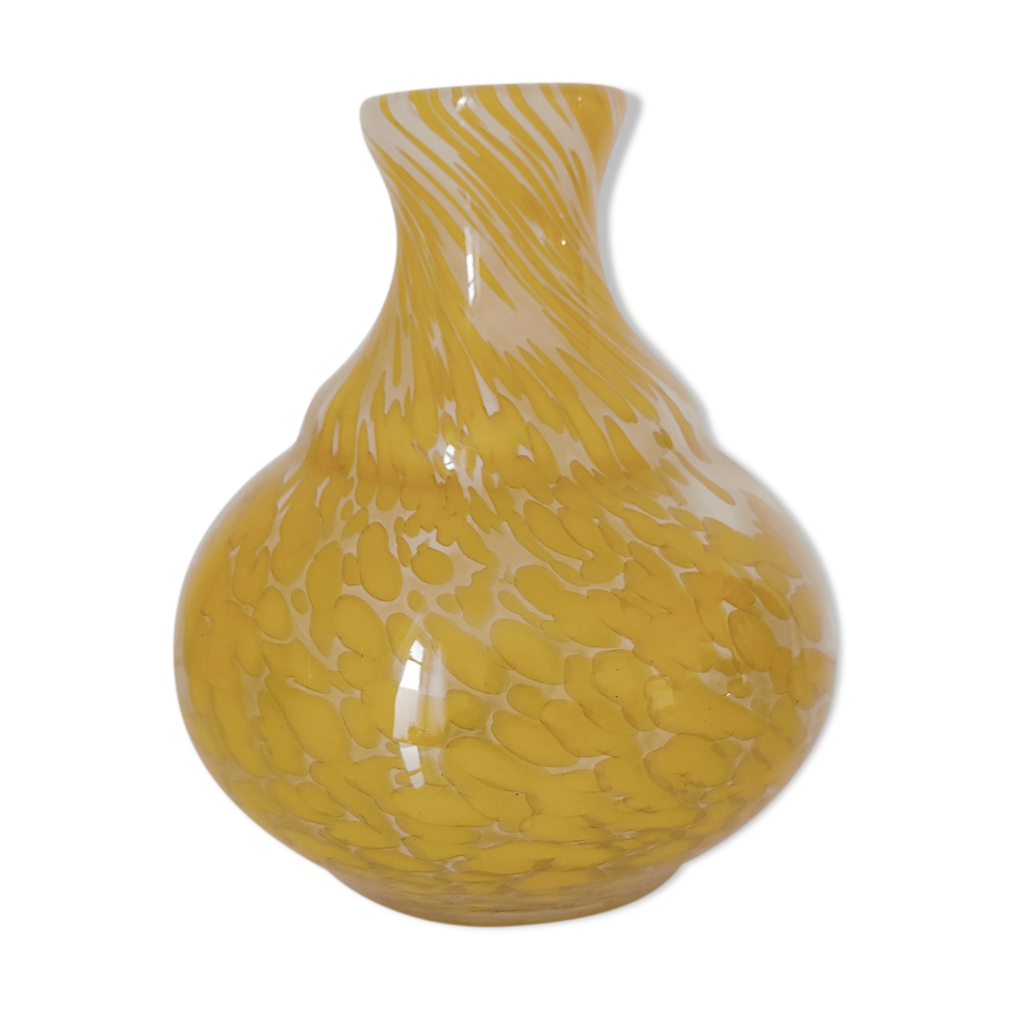 Verrerie vase orange moucheté