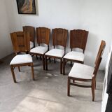 Set 6 chaises art déco chêne 1940