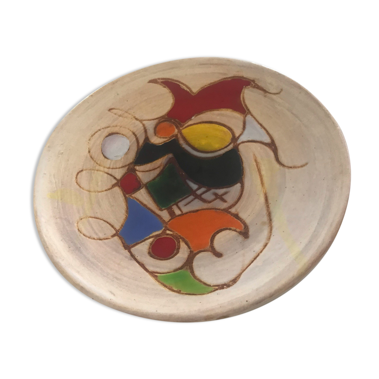 Empty plate ceramic pockets vallauris Annees 60