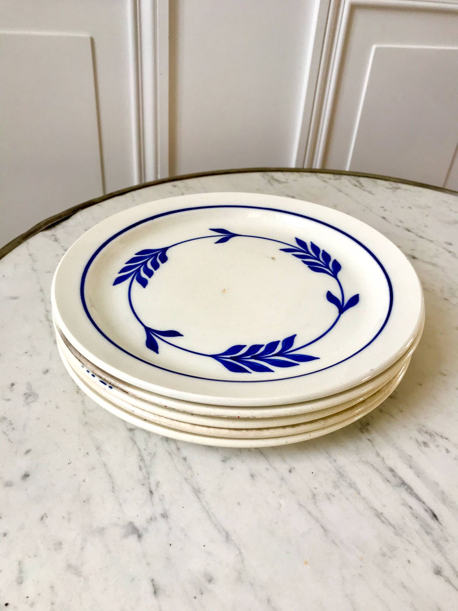 set of 5 dessert plates in Terre de Fer Salins model Jenny early 20th century
