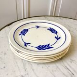 set of 5 dessert plates in Terre de Fer Salins model Jenny early 20th century