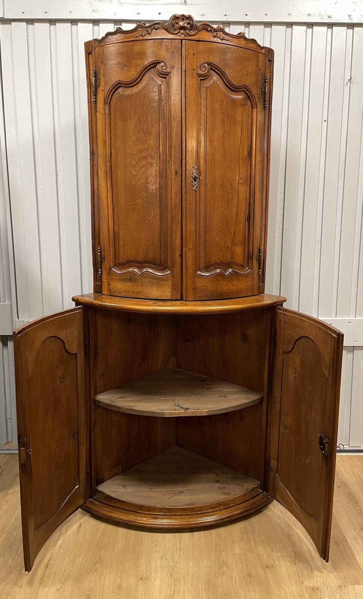 Double Body Corner Cabinet in Walnut from the end of the 19th century