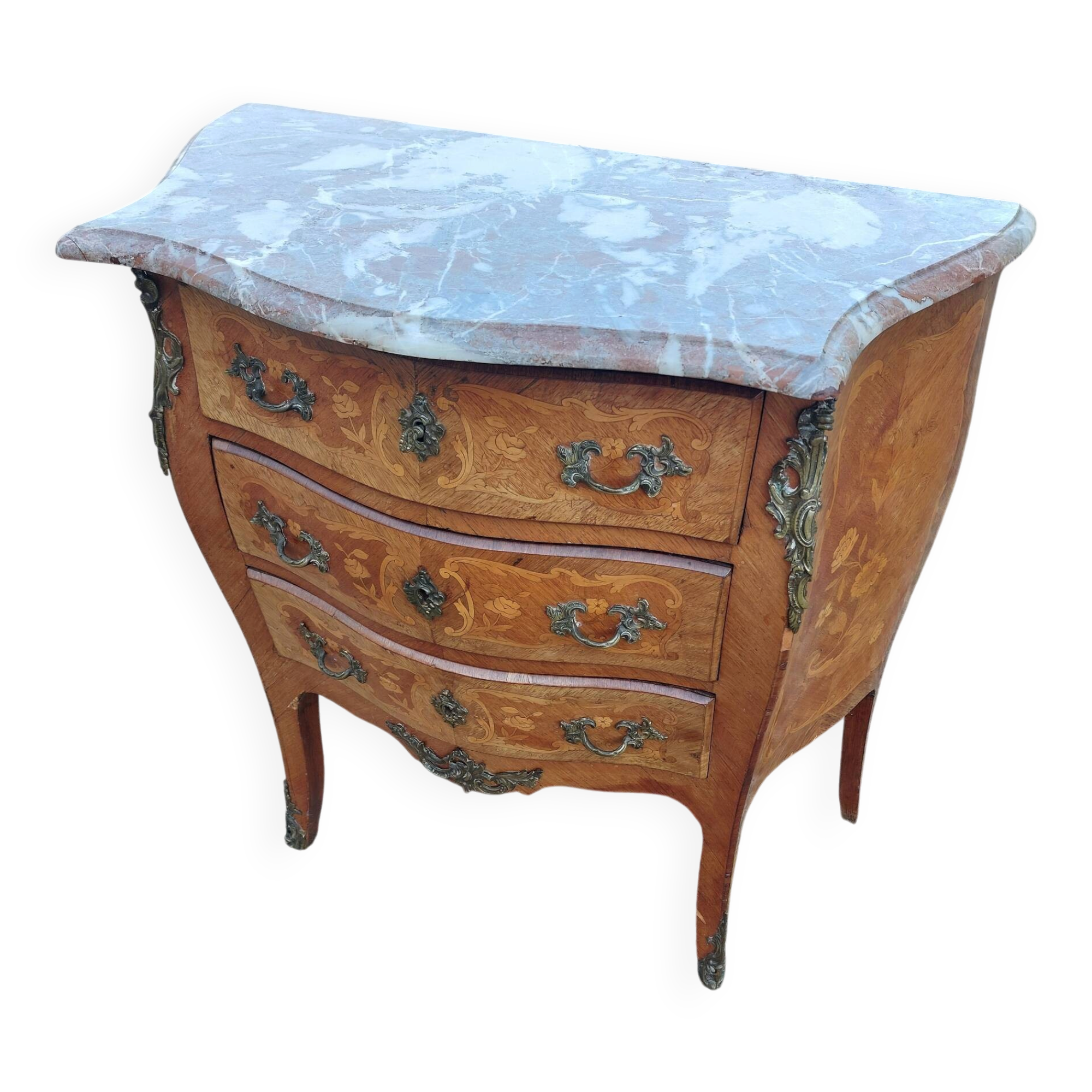 Curved commode in rosewood, Louis XV style.