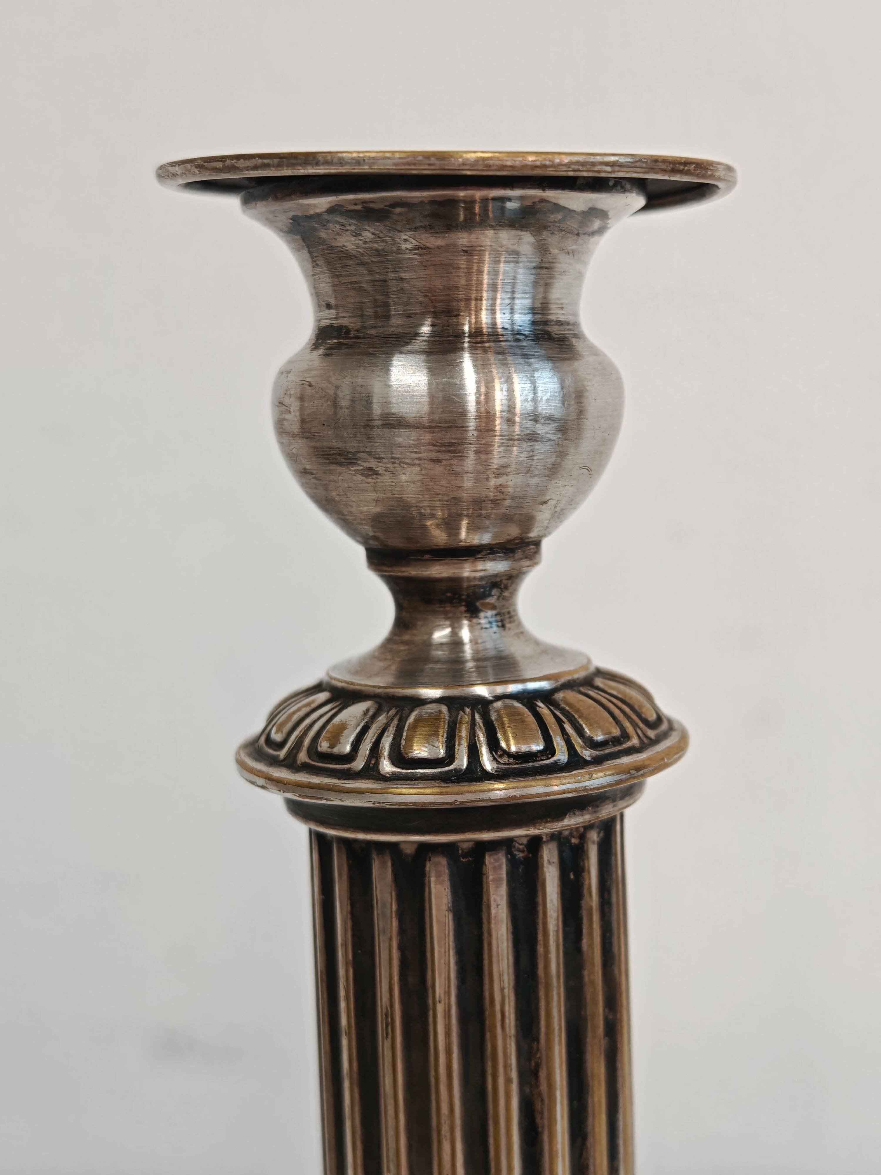 Pair of antique silver candlesticks Diana Silver Vienna 19th century