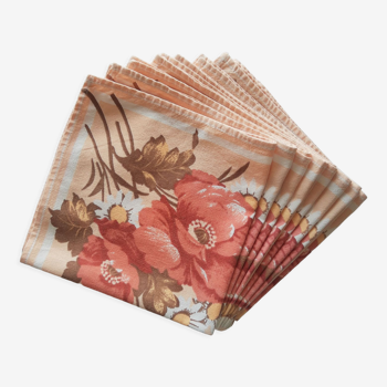 Set de 8 serviettes de table fleuries vintage