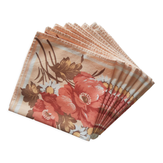 Set de 8 serviettes de table fleuries vintage