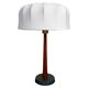 Mid-century teak and cotton table lamp by Einar Bäckström, Sweden, 1950s.