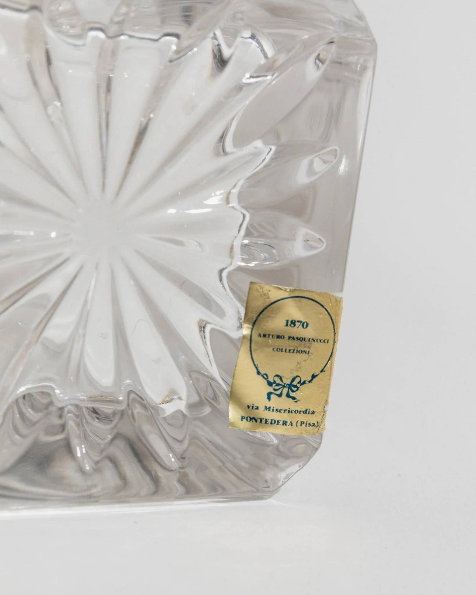 Deux carafes en verre transparent avec des bouchons en argent, barware Art Déco italien des années 1950, cadeau.