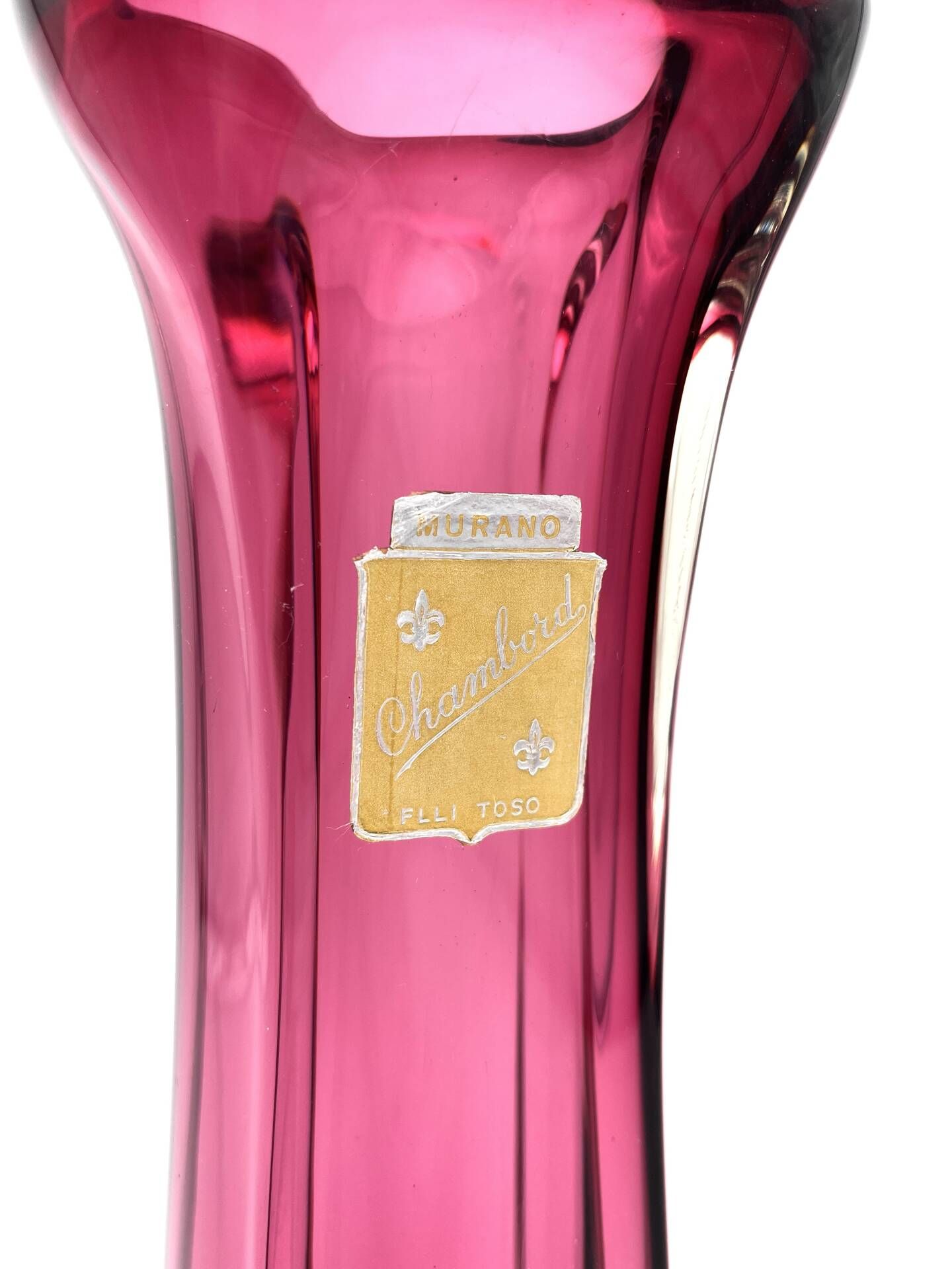 Murano Vase Fratelli Toso Chambord Sommerso Red Labelled 35cm