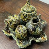 Vallauris fat lava ceramic condiment set
