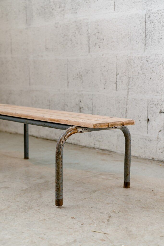 School bench grey metal