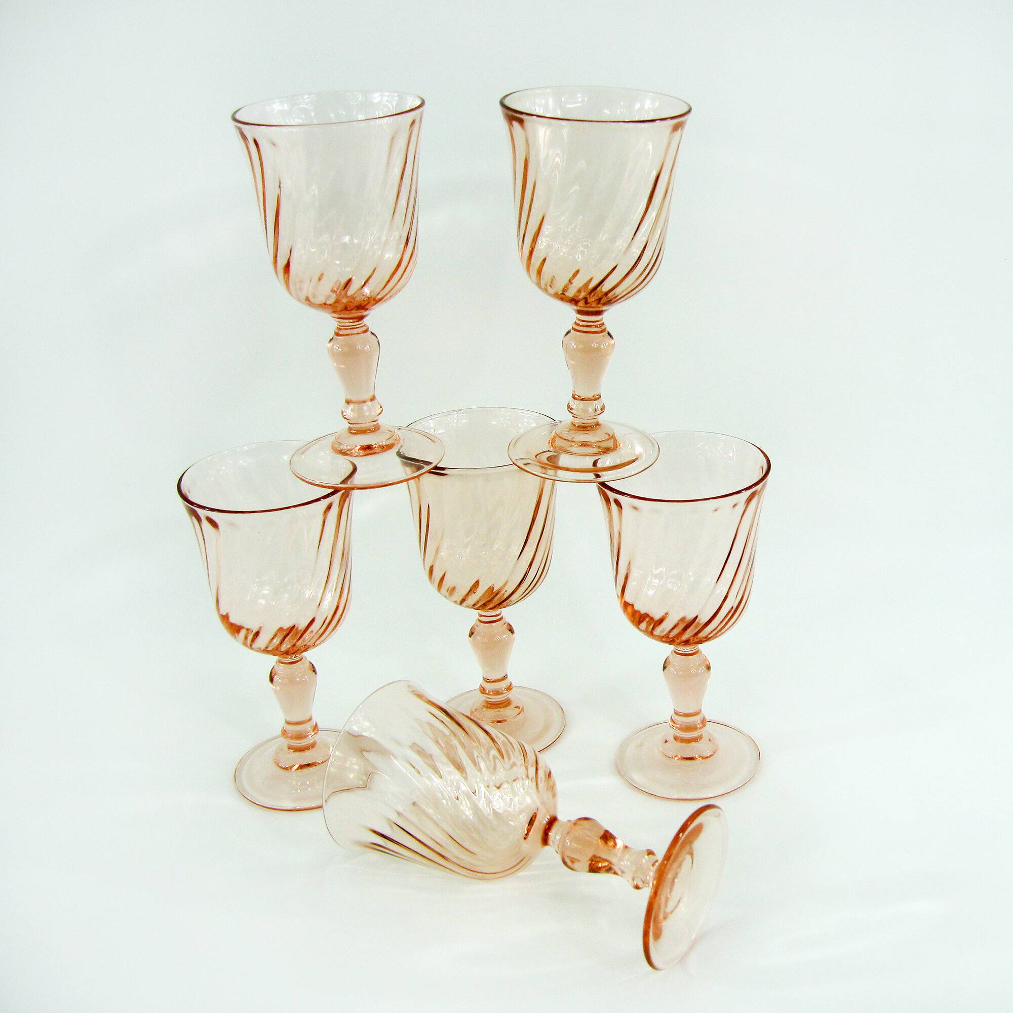 6 Rosaline wine glasses Luminarc Arcoroc France - vintage 80s