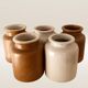 Set of five stoneware mustard pots