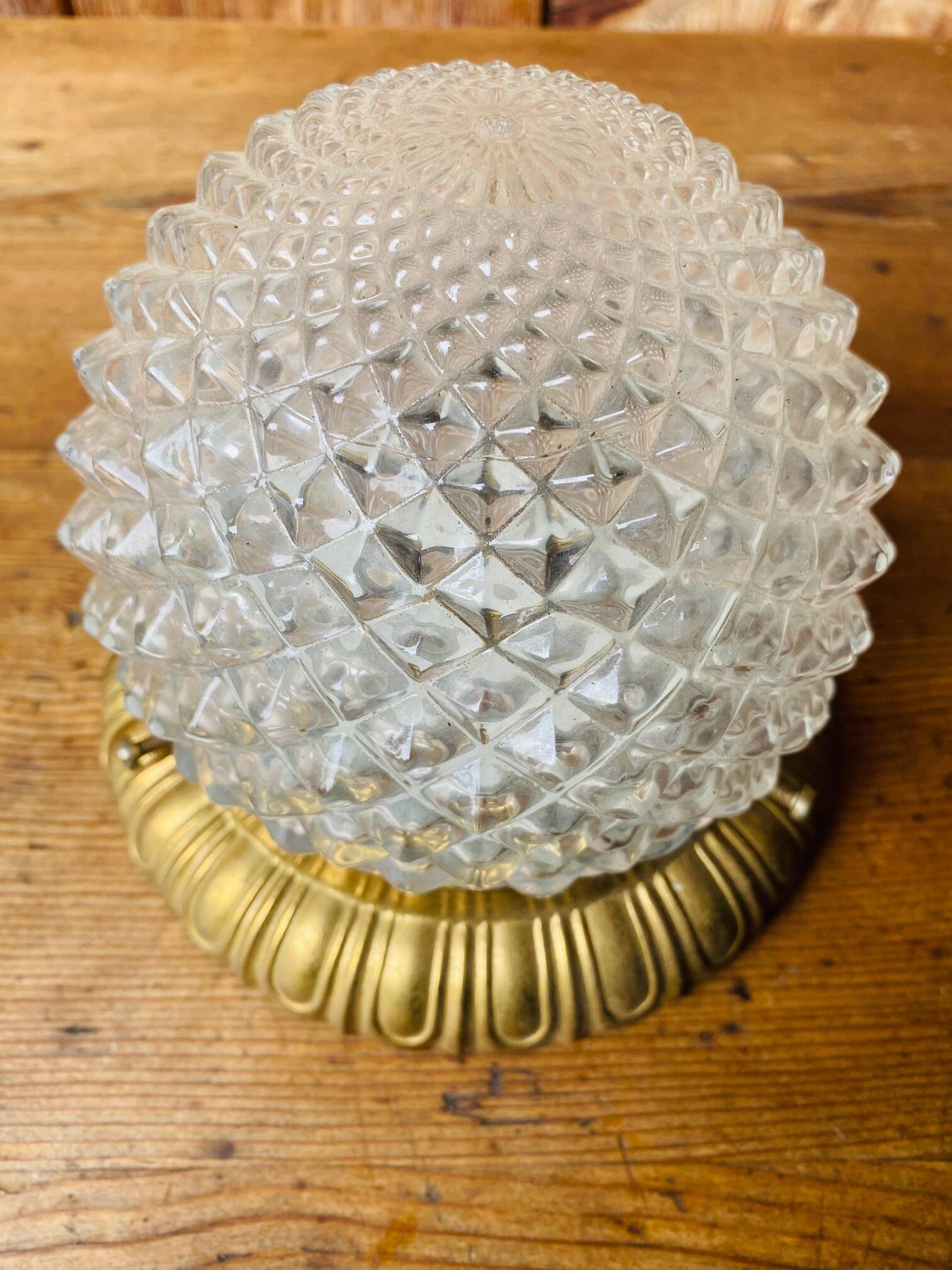 Vintage glass and brass ceiling light