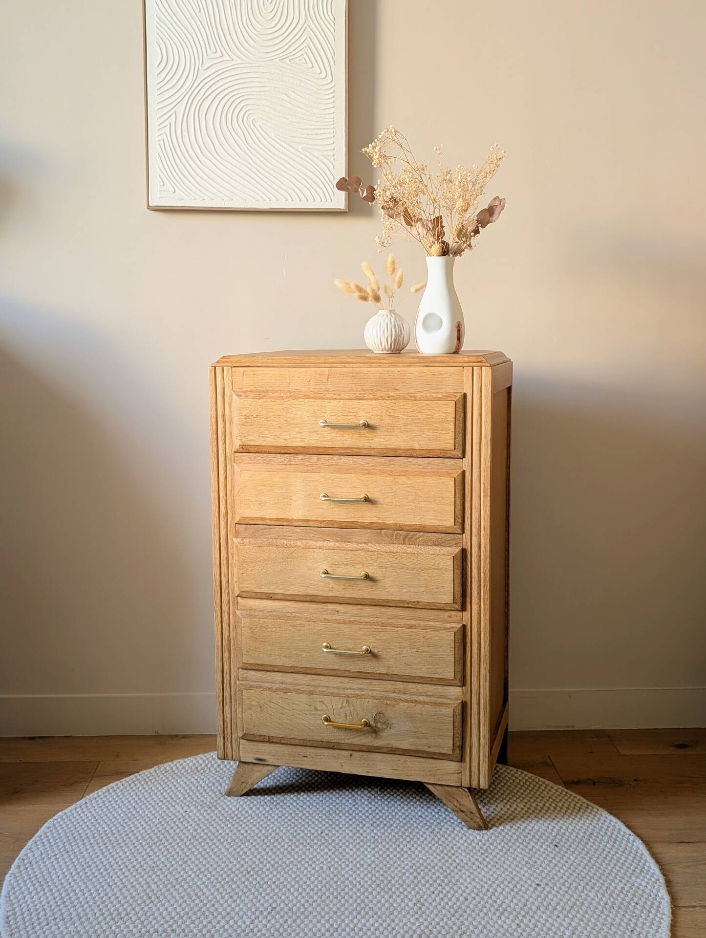 Chiffonnier vintage années 50 60 rénové pieds compas