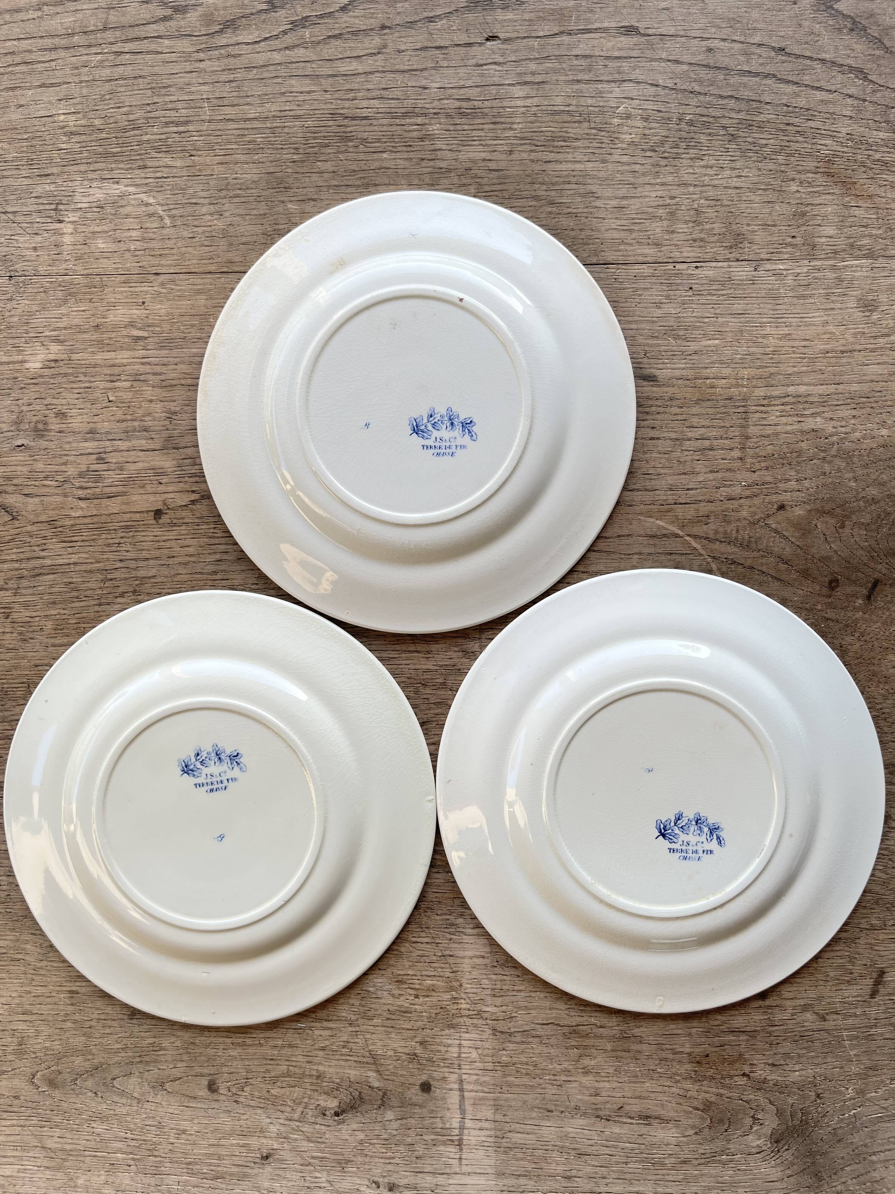 Set of 3 plates Terre de fer Clairefontaine 1880