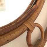 Vintage rattan round mirror 43cm