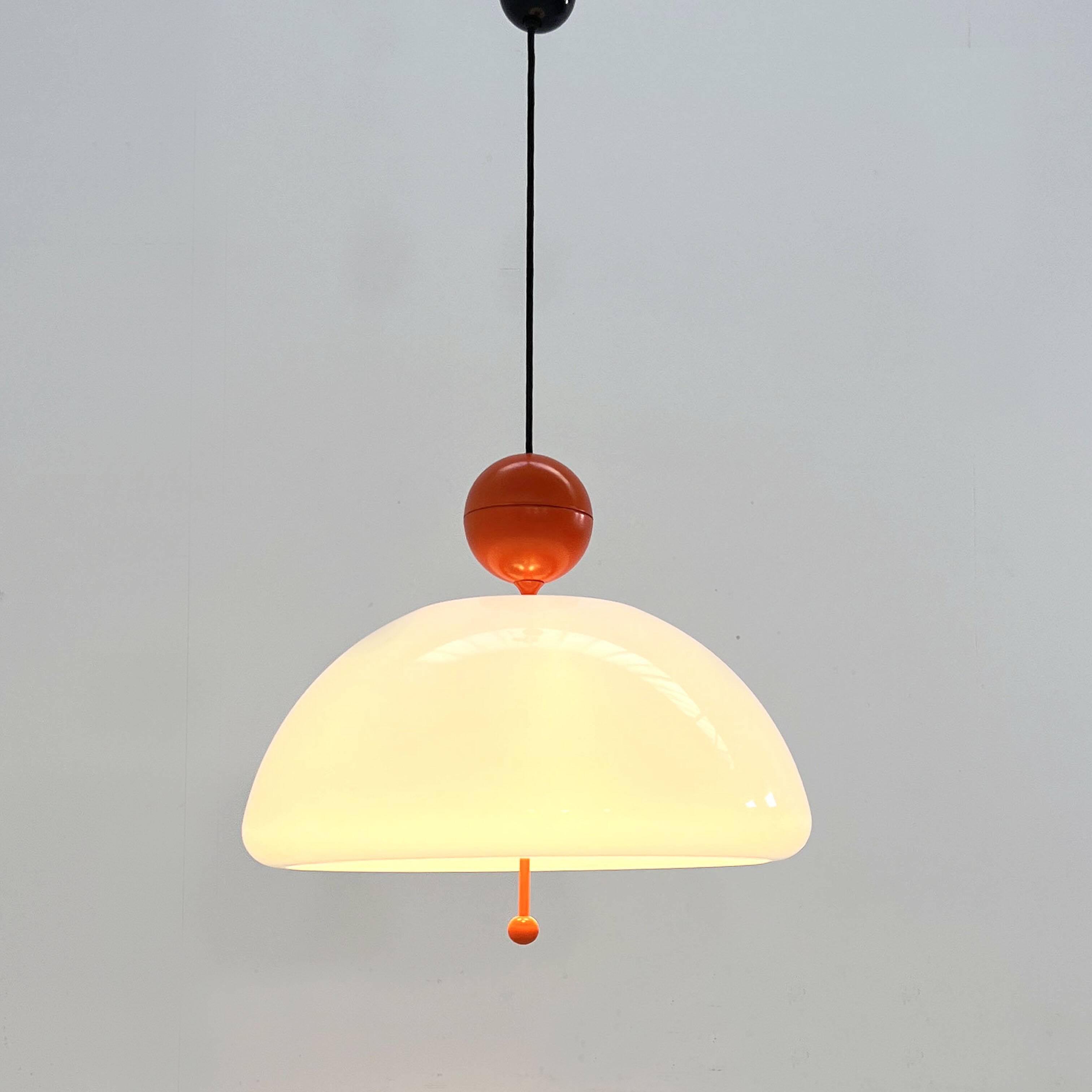 Suspension Saliscendi Orange by Elio Martinelli for Martinelli Luce, 1970