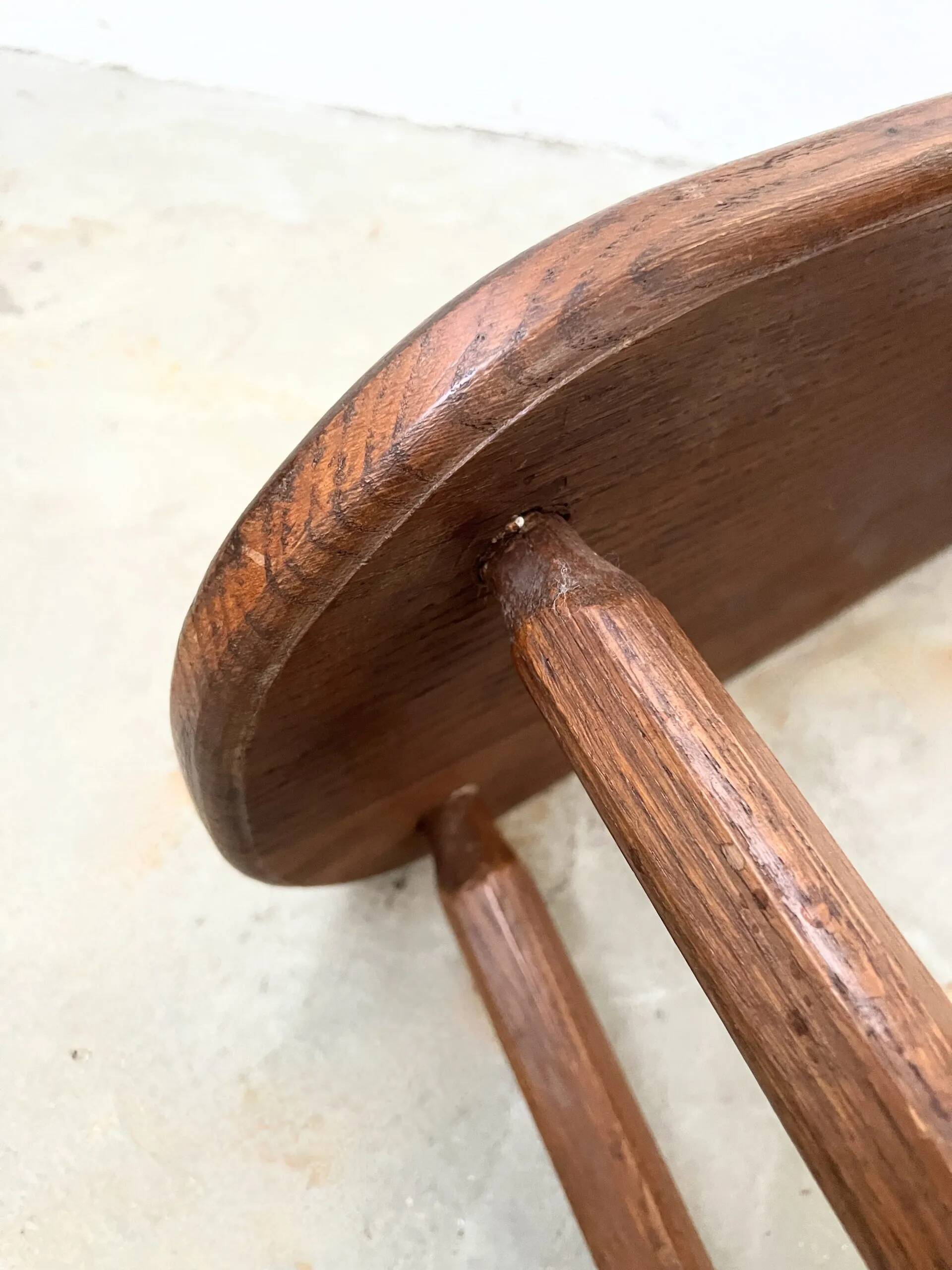 Oval farmhouse stool (55cm) – solid wood & wabi-sabi spirit