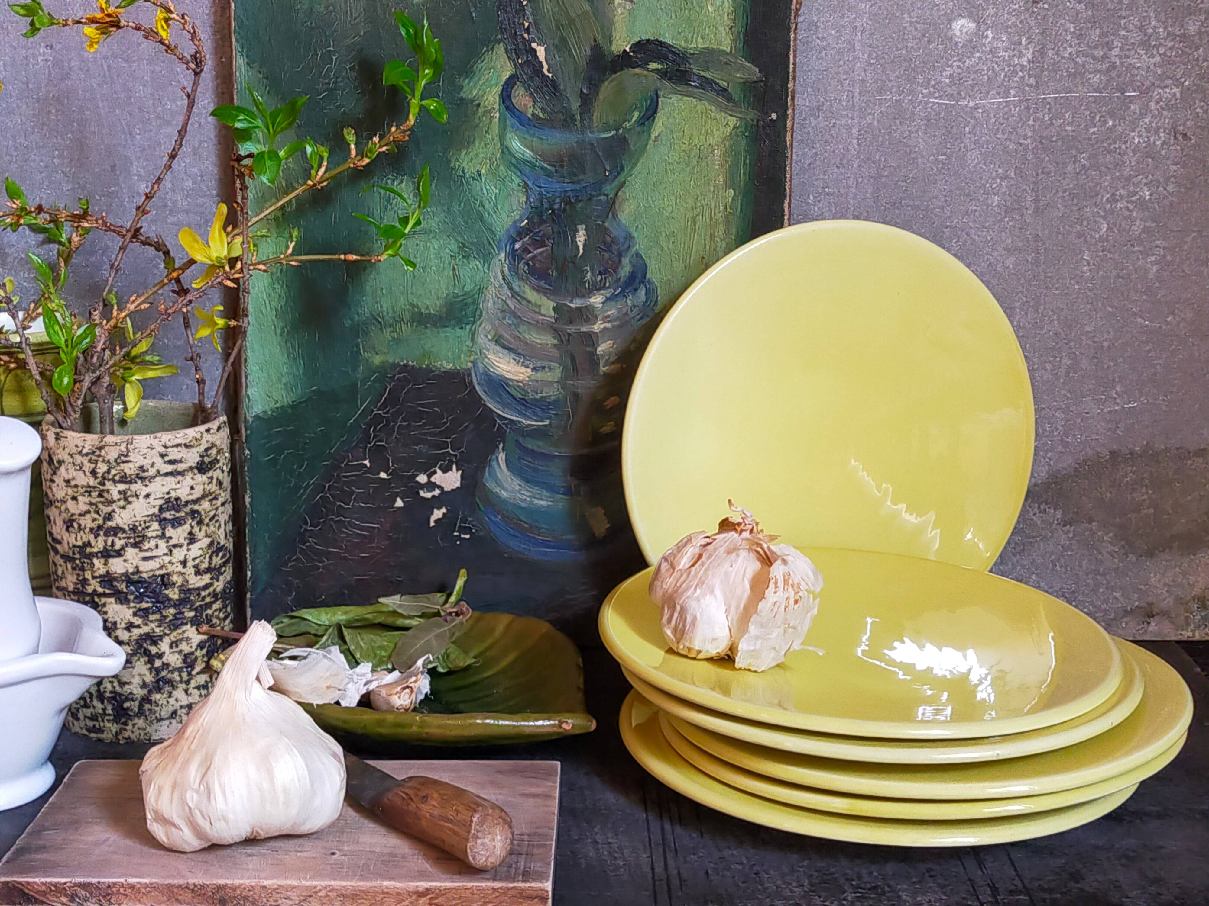 Six vintage Czech ceramic dessert plates