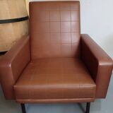 Fauteuil en skaï marron