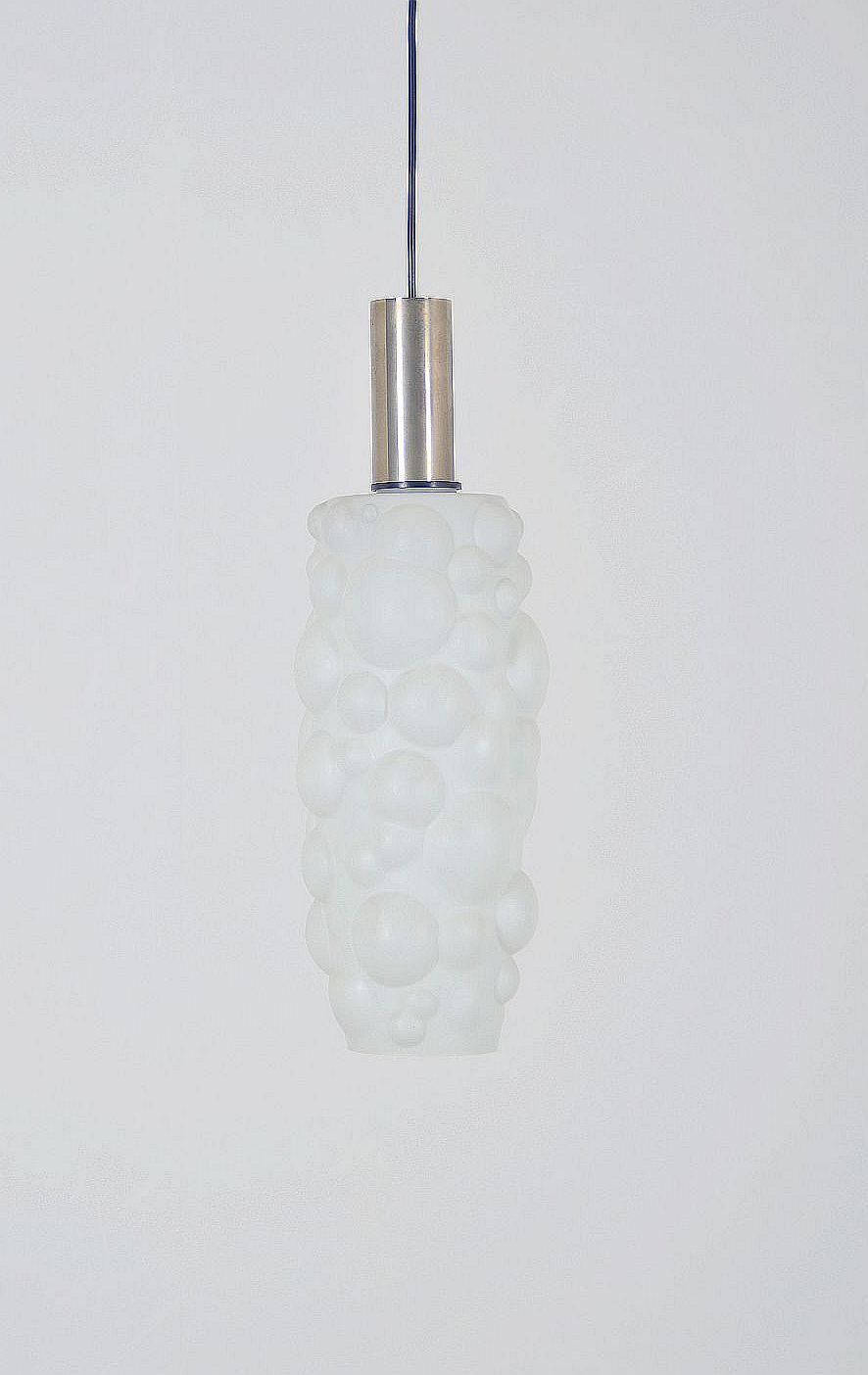 Vintage hanging lamp in glass with organic shape, 1960s