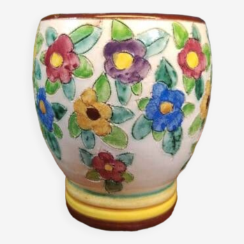 Vintage ceramic vase with floral patterns